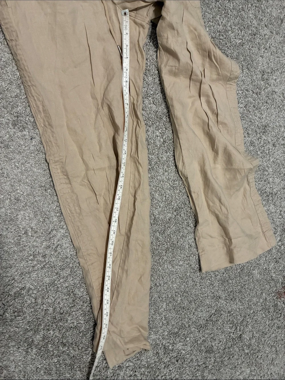 Quince 100% Linen Tan Casual Wide Leg Drawstring Pants